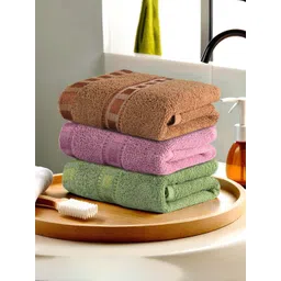 Kuber Industries Green & Pink 3 Pieces Cotton 225 GSM Anti Bacterial Face Towels-picture-43