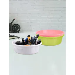 Kuber Industries Green and Pink 3 Pieces Multipurpose Storage Desk Organisers-image-0