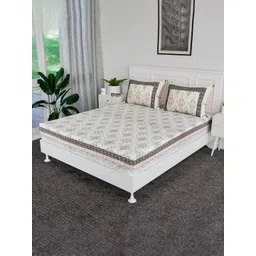 Kuber Industries Green & White 160 TC Cotton King Bedsheet with 2 Pillow Covers 2 x 2mt-picture-34