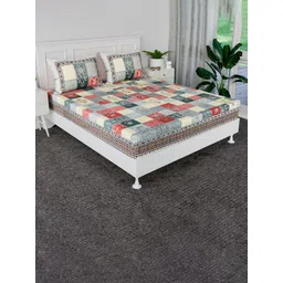 Kuber Industries Green & White 160 TC Cotton King Bedsheet with 2 Pillow Covers 2 x 2mt-picture-35