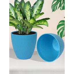 Kuber Industries Green & White 6 Pcs Textured Planters Pots-picture-40