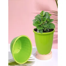 Kuber Industries Green & White 6 Pieces Balcony Textured Planters image 1