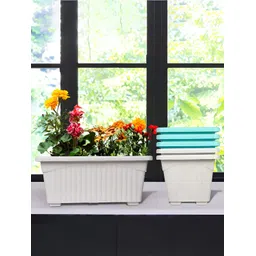 Kuber Industries Green & White 6 Pieces Textured Lightweight Planters-picture-22