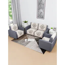 Kuber Industries Green & White 8 Pieces Printed Cotton Sofa Covers-picture-35