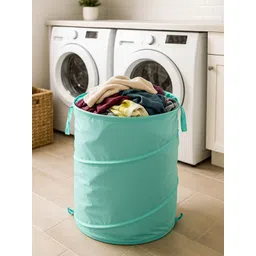 Kuber Industries Green Pop Up Foldable Laundry Bag With Lid & Drawstring Closure-image-39
