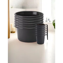 Kuber Industries Grey 12 Pieces Matte Bath Accessories Set-picture-16