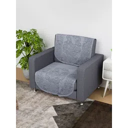 Kuber Industries Grey 2 Pieces Self Design Cotton 1 Seater Sofa Covers-picture-26