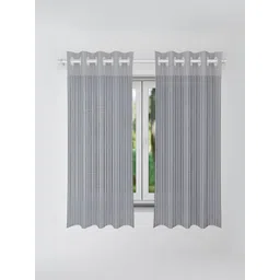 Kuber Industries Grey 2 Pieces Striped Eyelet Door Curtain-picture-37