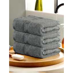 Kuber Industries Grey 3 Pieces Striped Cotton Anti-Bacterial 225 GSM Face Towels-picture-40