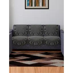 Kuber Industries Grey 6 Pieces Embroidered Velvet 5 Seater Ultra Sonic Slip Sofa Covers-picture-39