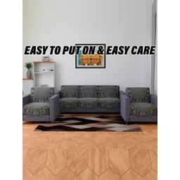 Kuber Industries Grey 8 Pieces Floral Printed Velvet 3+1 Seater Sofa Slip Covers-picture-40