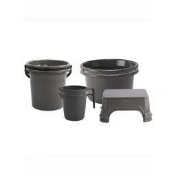 Kuber Industries Grey 8 Pieces Matte Finished Bath Accessories Set-picture-31