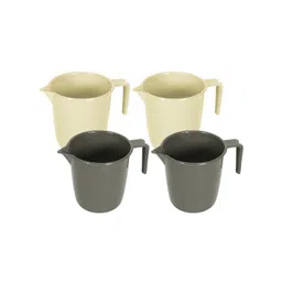 Kuber Industries Grey & Beige 4 piece Solid Plastic Bath Accessories Set-picture-34