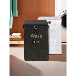 Kuber Industries Grey & Black 2 Pieces Printed Foldable Dustproof Laundry Bags 75L-picture-21