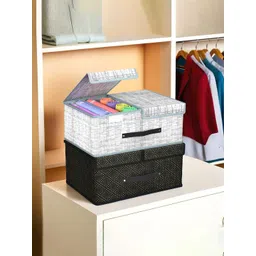 Kuber Industries Grey & Black 2 Pieces Printed Foldable Multi-Utility Organisers-picture-34