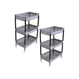 Kuber Industries Grey & Black Pack of 2 Durable Kitchen Storage Rack with 3-Tier trolley-picture-25