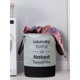 Kuber Industries Grey & Black Printed Foldable Laundry Bag-picture-35