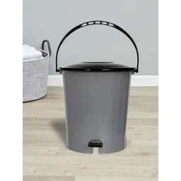 Kuber Industries Grey & Black Set Of 2 Plastic Pedal Dustbin With Handle-picture-24