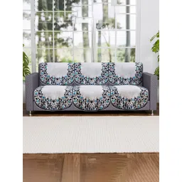 Kuber Industries Grey & Blue 6 Pieces Printed Cotton 3 Seater Sofa Cover-picture-23