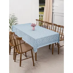 Kuber Industries Grey & Blue Printed Anti-Skid Net Cotton 6-Seater Table Cover-picture-20