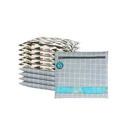 Kuber Industries Grey & Green 10 Pieces Printed Cotton Regular Saree Organisers-picture-15