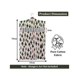 Kuber Industries Grey & Green 12 Pieces Printed Cotton Hanging Clothes Organisers image 4