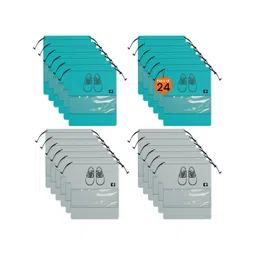 Kuber Industries Grey & Green 24 Pieces Regular Travel Shoes Organisers-picture-29