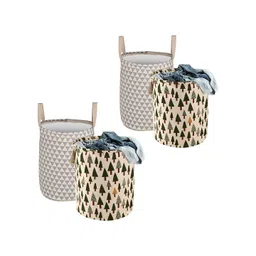 Kuber Industries Grey & Green 4 Piece Printed Cotton Laundry Bags image 2