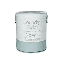 Kuber Industries Grey & Green Printed Non-Woven Round Laundry Basket - 45 L-picture-57