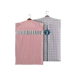 Kuber Industries Grey & Maroon 2 Pieces Printed Cotton Hanging Clothes Organisers-picture-14