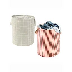 Kuber Industries Grey & Maroon 2 Pieces Printed Cotton Laundry Bags 60 l-picture-36