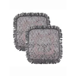 Kuber Industries Grey & Maroon 2 Pieces Self Design Velvet Pooja Aasan Mat-picture-29