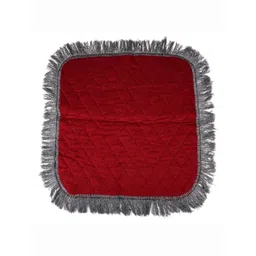 Kuber Industries Grey & Maroon 2 Pieces Self Design Velvet Pooja Aasan Mat image 3