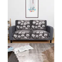 Kuber Industries Grey & White 4 Pieces Printed Velvet 2 Seater Sofa Covers-picture-23