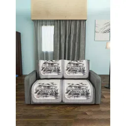 Kuber Industries Grey & White Printed Cotton 4 Piece Sofa Cover-picture-17