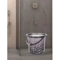 Kuber Industries Grey & White Printed Unbreakable Bathroom Bucket 18 L-picture-22