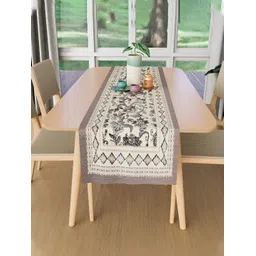 Kuber Industries Grey Floral Embroidered Table Runner-picture-26