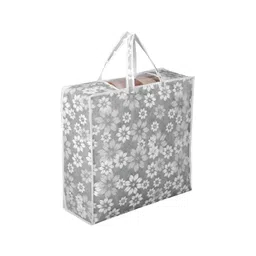 Kuber Industries Grey Flower Printed Quilted Blanket Cover Organiser-picture-20