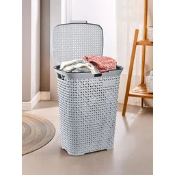 Kuber Industries Grey Self-Designed Breathable Large Laundry Basket With Lid-70 L-picture-23