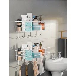 Kuber Industries Grey Set Of 2 Metal Self Adhesive Bathroom Organiser-picture-43