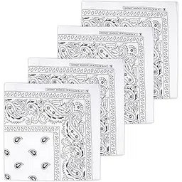 Kuber Industries Handkerchief | Premium Cotton Women's Handkerchief | Rumal Girls | Carry Print Hanky | 4 Piece Set | Extra Large | White-picture-34