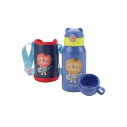 Kuber Industries Kids Blue Sipper Water Bottle With Straw, Cup & Fabric Cover 500 ml-picture-21