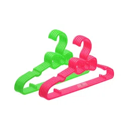 Kuber Industries Kids Mizano Plastic Non-Slip Clothes Hangers Solod Color & Strong Plastic Material Size 27 x 15 x1 CM, Pack of 10  Green & Pink-picture-10