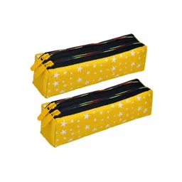 Kuber Industries Kids Pack Of 2 Star Printed Two Zipper Pencil Utility Pouches-picture-40