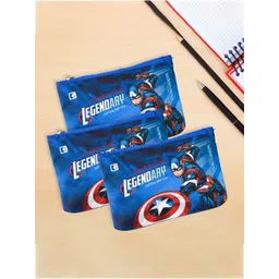 Kuber Industries Kids Pack of 3 Marvel Captain America Printed Square Pencil Pouch-picture-36