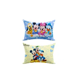 Kuber Industries Kids Set Of 2 Sky Blue & Cream Disney Printed Micro Fiber Filled Pillows-picture-49