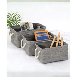 kuber industries Kuber Stackable Storage Basket | Toy Storage Bin Set of 3 (Grey)-picture-11