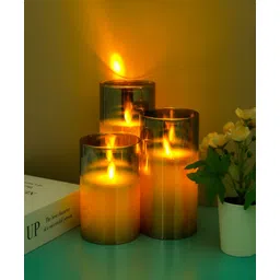 Kuber Industries LED Candles for Home Decoration|Battey Operated|Flameless |Safe & Easy to Maintain|Pack of 3|Gray-picture-20