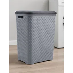 Kuber Industries Light-Grey Woven-Designed Laundry Basket With Lid - 55 L-picture-17