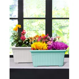 Kuber Industries Marble Jupitar White & Green 2 Pieces Lightweight Planters-picture-23